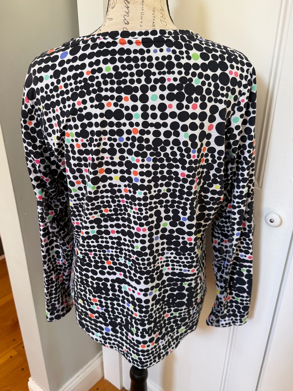 IBKUL Dots Demi Crew Neck Long Sleeve Top. Women's Size: L. - Picture 6 of 10